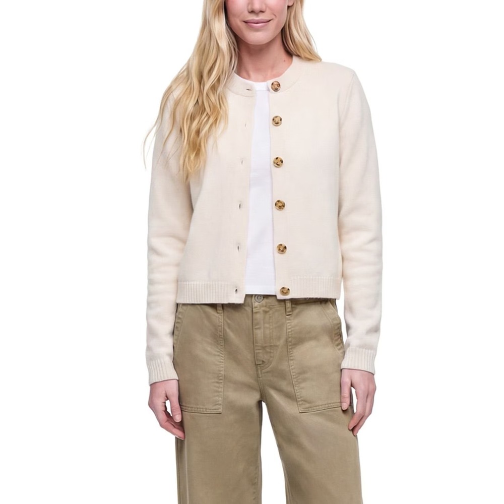 Gap Womens Button Front Cardigan Sweater Cream Ivory Size M NWT
